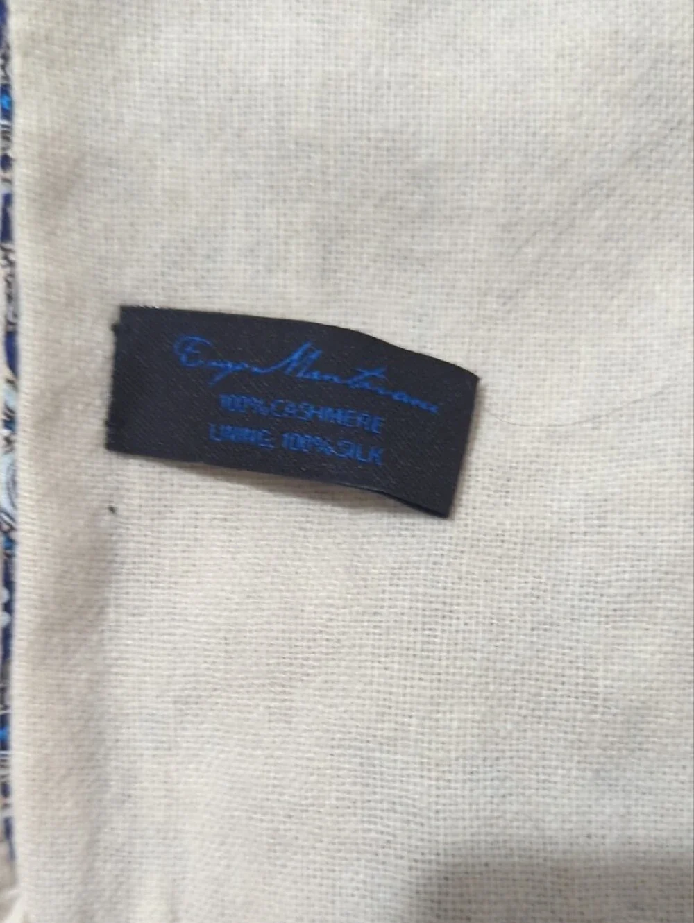 Ing Blue Label on Cream Fabric Scarf